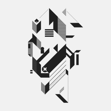 Beyaz arka plan üzerinde soyut tasarım öğesi. Geometrik modern sanat graffiti stil.