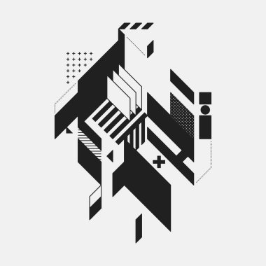 Beyaz arka plan üzerinde soyut tasarım öğesi. Geometrik modern sanat graffiti stil.