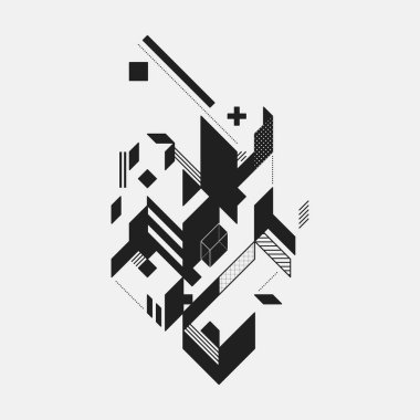 Beyaz arka plan üzerinde soyut tasarım öğesi. Geometrik modern sanat graffiti stil.