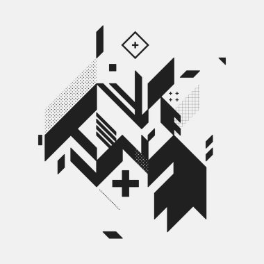 Beyaz arka plan üzerinde soyut tasarım öğesi. Geometrik modern sanat graffiti stil.