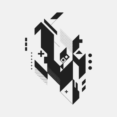 Beyaz arka plan üzerinde soyut tasarım öğesi. Geometrik modern sanat graffiti stil.