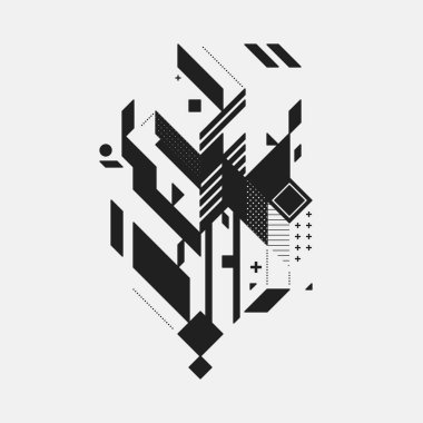Beyaz arka plan üzerinde soyut tasarım öğesi. Geometrik modern sanat graffiti stil.