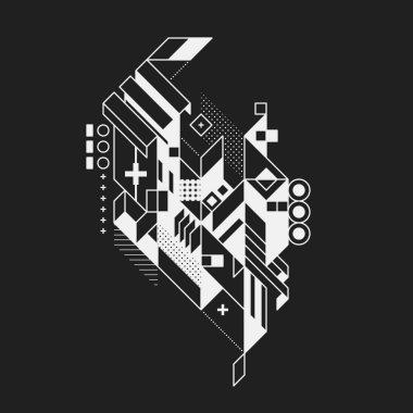 Siyah arka plan üzerine soyut geometrik öğesi. Posterler ve baskılar için yararlı.