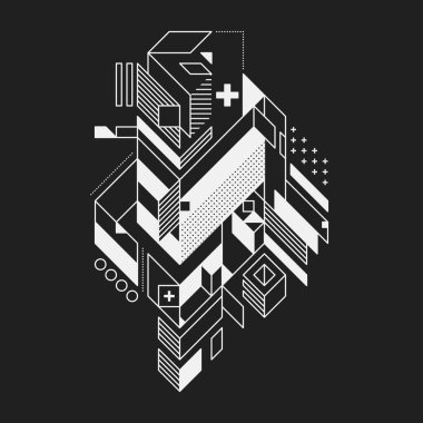 Siyah arka plan üzerine soyut geometrik öğesi. Posterler ve baskılar için yararlı.