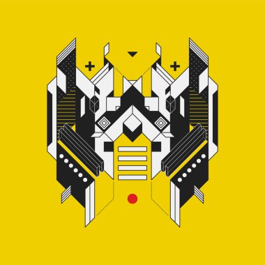 Soyut geometrik tasarım öğesi renkli arka plan üzerinde. Fütüristik tasarımı, geometrik şekiller.