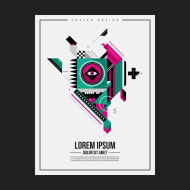 Poster design template with abstract geometric creature. Useful for advertising. clipart