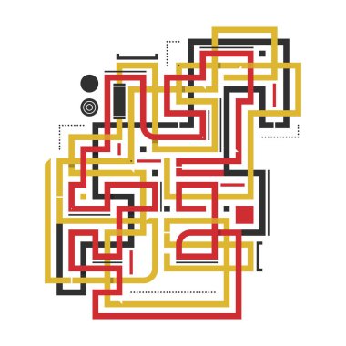 Açısal geçiş hatları ile soyut kompozisyon. Modern sanat ve grafiti tarzı. Beyaz bir arka planda, parmak izi, posterler ve kapakları için uygun tasarım öğesi izole.