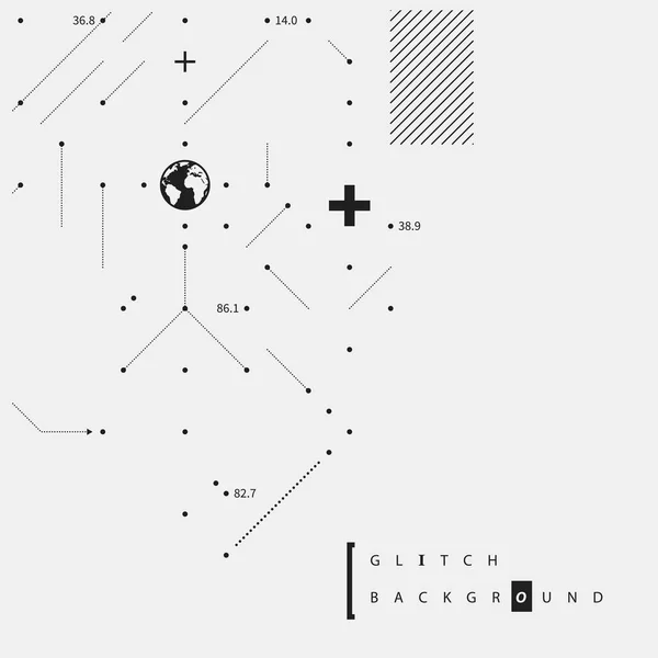 De achtergrond van de tekst van het glitch met eenvoudige ontwerpelementen. Handig voor posters en covers — Stockvector