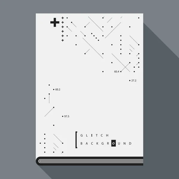 Glitch boek cover/affiche ontwerpsjabloon met eenvoudige geometrische ontwerpelementen. — Stockvector