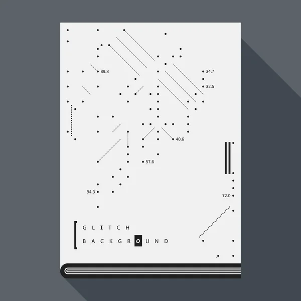 Glitch boek cover/affiche ontwerpsjabloon met eenvoudige geometrische ontwerpelementen. — Stockvector