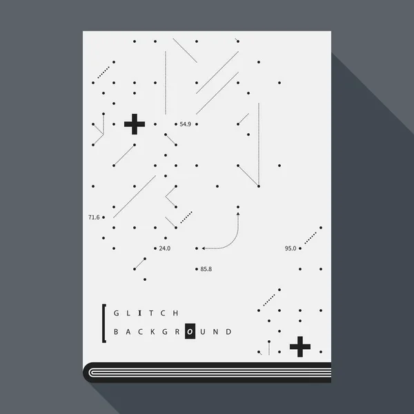 Glitch boek cover/affiche ontwerpsjabloon met eenvoudige geometrische ontwerpelementen. — Stockvector