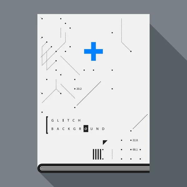 Glitch book cover / poster design template com elementos de design geométrico simples . — Vetor de Stock