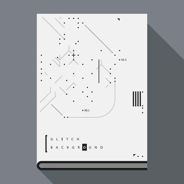 Glitch book cover / poster design template com elementos de design geométrico simples . — Vetor de Stock