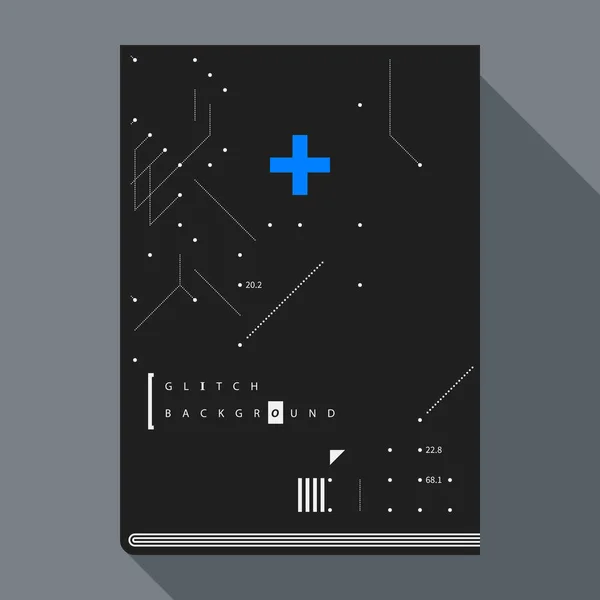 Glitch book cover / poster design template com elementos de design geométrico simples . — Vetor de Stock