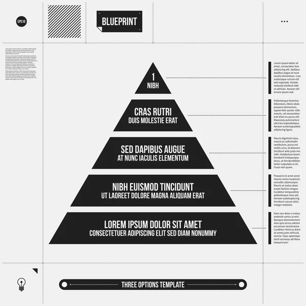 Pyramiddiagram med fem nivåer i utkastet till stil. Eps10 — Stock vektor