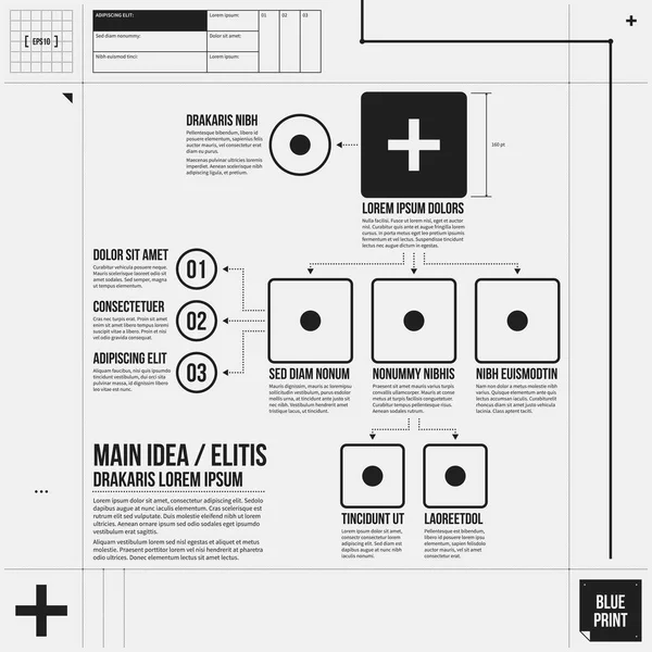 Organization chart template in draft style. EPS10 — Stock Vector