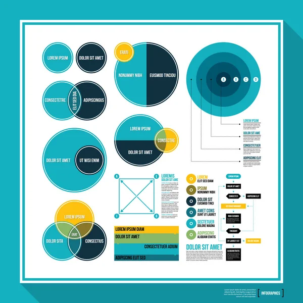 Modern report template with big set of infographics elements. — Stock Vector