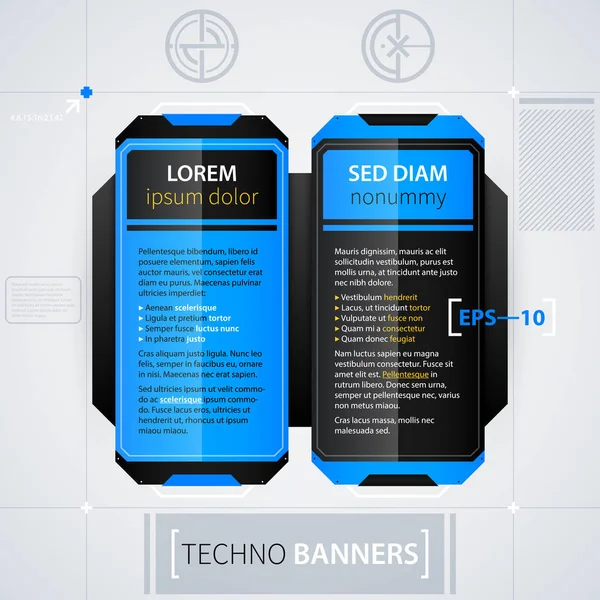 Modern web design template with options/banners. Futuristic techno business style. Useful for annual reports, presentations and advertising. — Stock Vector