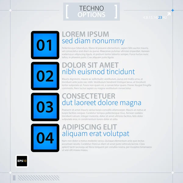 Modelo de menu moderno. Estilo de negócio techno futurista. Útil para relatórios anuais, apresentações e publicidade . — Vetor de Stock