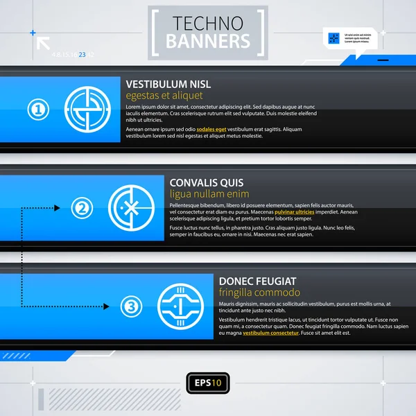 Modern web design template with options/banners. Futuristic techno business style. Useful for annual reports, presentations and advertising. — Stock Vector