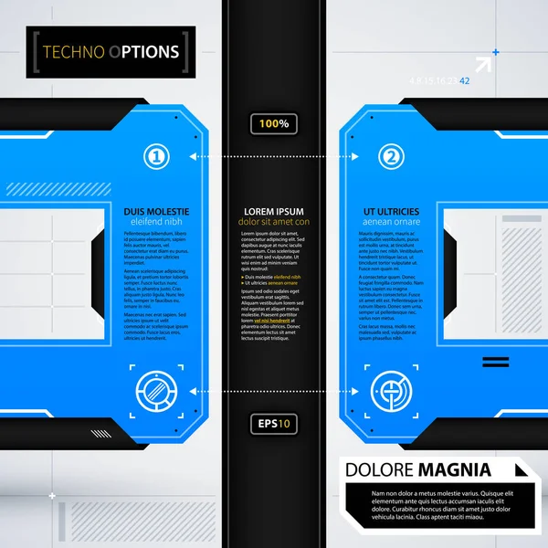 Modern web design template with options/banners. Futuristic techno business style. Useful for annual reports, presentations and advertising. — Stock Vector