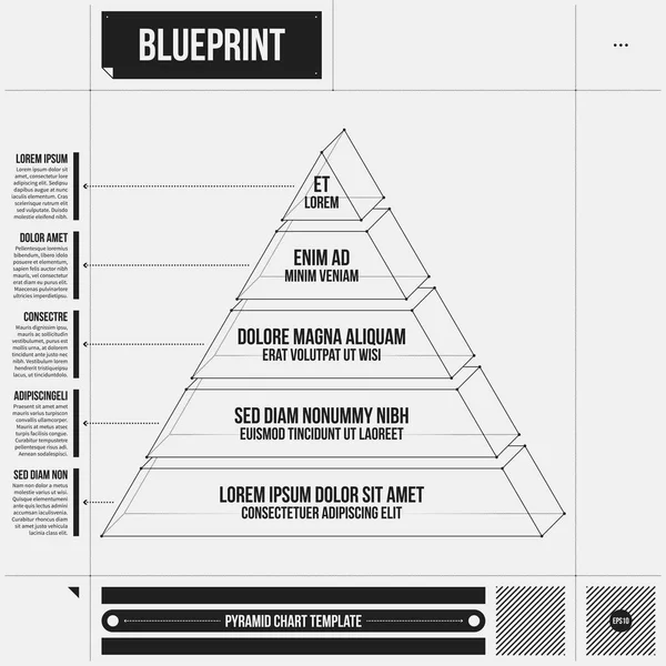 金字塔图表模板与草案风格五个阶段。Eps10 — 图库矢量图片