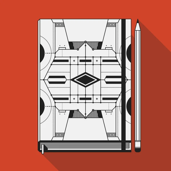 Boek cover ontwerpsjabloon. Notebook mockup. Geometrische futuristische elementen. — Stockvector
