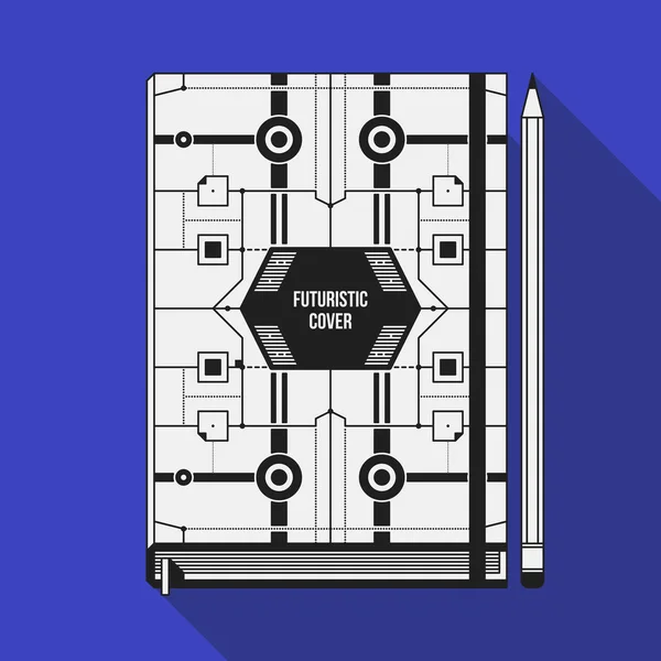 Modelo de design de capa de livro. Um maquete de caderno. Elementos futuristas geométricos . —  Vetores de Stock