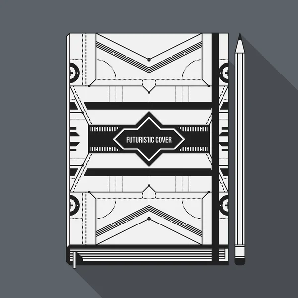 A könyv fed design sablon. Notebook makett. Futurisztikus KMG. — Stock Vector