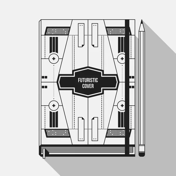 Modelo de design de capa de livro. Um maquete de caderno. Elementos futuristas geométricos . — Vetor de Stock