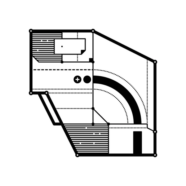 Composição geométrica abstrata com elementos tecno futuristas. Estilo de arte moderna e grafite. O elemento de design é isolado em um fundo branco, adequado para impressões, cartazes e capas de cd . — Vetor de Stock