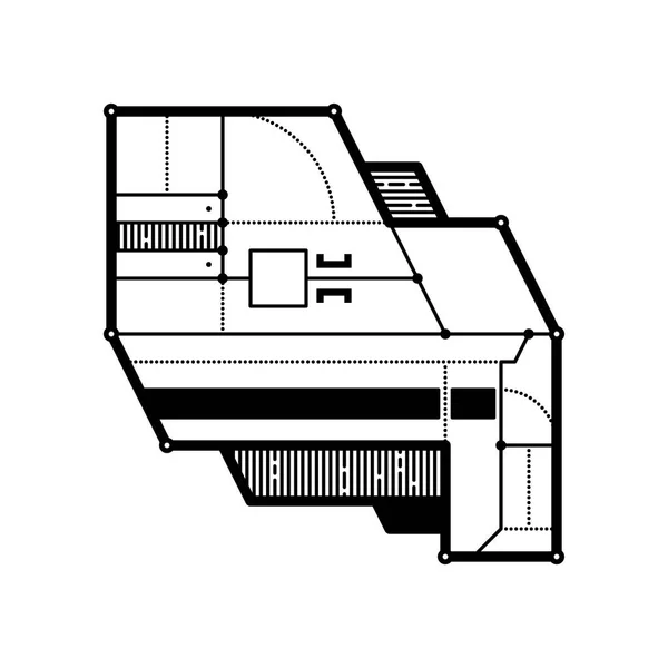 Composição geométrica abstrata com elementos tecno futuristas. Estilo de arte moderna e grafite. O elemento de design é isolado em um fundo branco, adequado para impressões, cartazes e capas de cd . — Vetor de Stock
