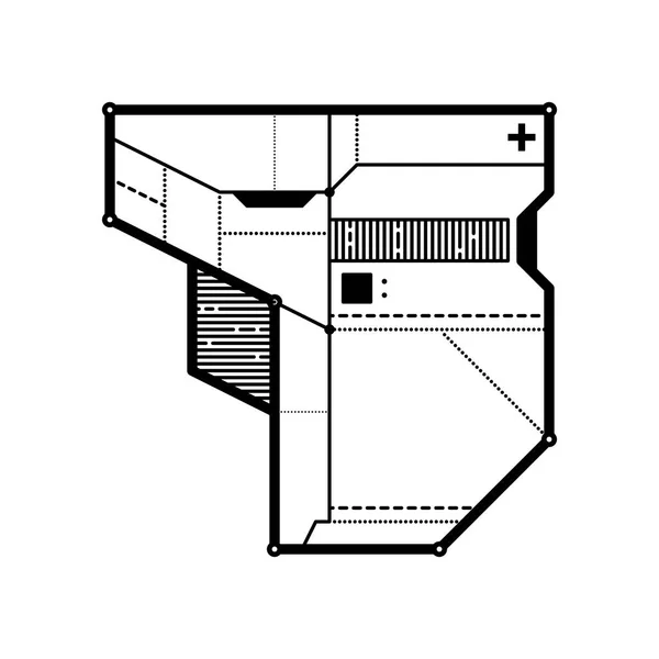 Composición geométrica abstracta con elementos tecno futuristas. Estilo de arte moderno y graffiti. El elemento de diseño está aislado sobre un fondo blanco, adecuado para impresiones, carteles y cubiertas de cd . — Archivo Imágenes Vectoriales