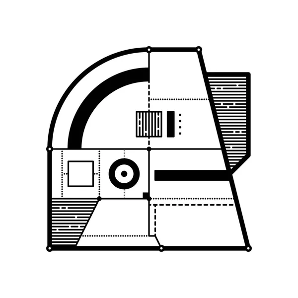 Composição geométrica abstrata com elementos tecno futuristas. Estilo de arte moderna e grafite. O elemento de design é isolado em um fundo branco, adequado para impressões, cartazes e capas de cd . —  Vetores de Stock