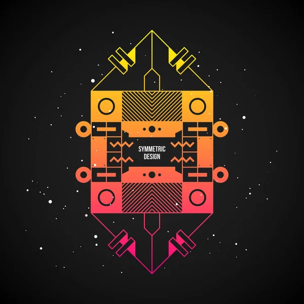 Futuristic design element in 80s style with colorful gradient on dark background. Useful as poster or print. — Stock Vector