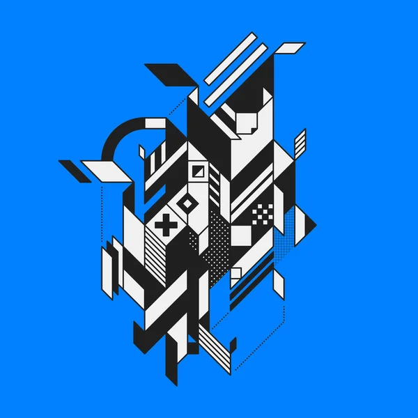 Abstracte geometrische element op blauwe achtergrond. Stijl van het futurisme en constructivisme. Nuttig als afdrukken of posters. — Stockvector