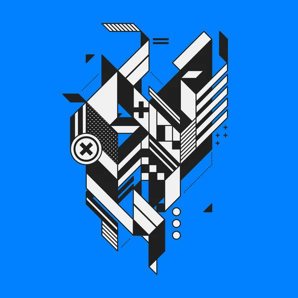 Abstracte geometrische element op blauwe achtergrond. Stijl van het futurisme en constructivisme. Nuttig als afdrukken of posters. — Stockvector