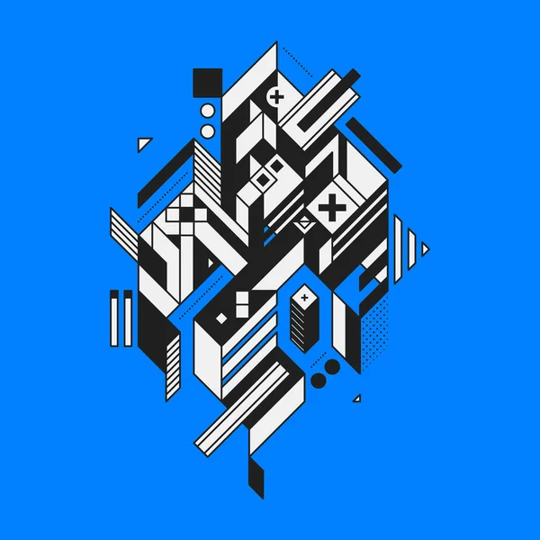 Abstracte geometrische element op blauwe achtergrond. Stijl van het futurisme en constructivisme. Nuttig als afdrukken of posters. — Stockvector