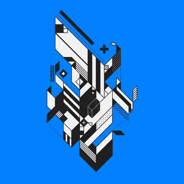Elemento geométrico abstracto sobre fondo azul. Estilo de futurismo y constructivismo. Útil como impresiones o carteles . — Vector de stock