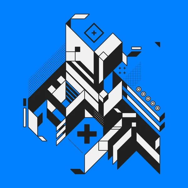 Elemento geométrico abstracto sobre fondo azul. Estilo de futurismo y constructivismo. Útil como impresiones o carteles . — Vector de stock