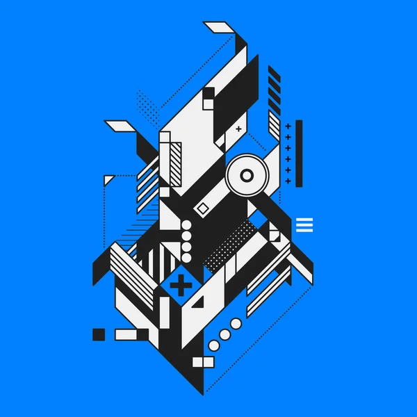 Elemento geométrico abstrato sobre fundo azul. Estilo de futurismo e construtivismo. Útil como estampas ou cartazes . — Vetor de Stock