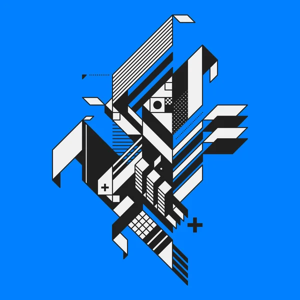 Elemento geométrico abstrato sobre fundo azul. Estilo de futurismo e construtivismo. Útil como estampas ou cartazes . —  Vetores de Stock
