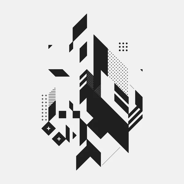 Abstracte ontwerpelement op witte achtergrond. Geometrische moderne kunststijl graffiti. — Stockvector