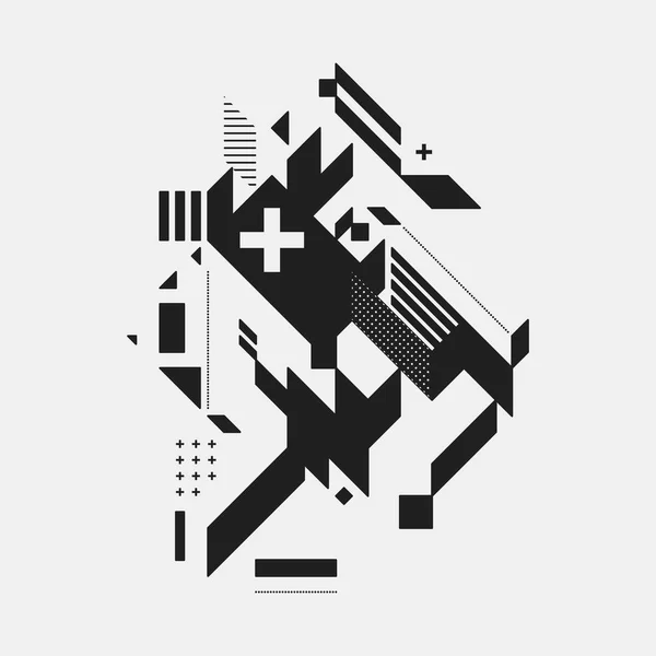 Abstracte ontwerpelement op witte achtergrond. Geometrische moderne kunststijl graffiti. — Stockvector