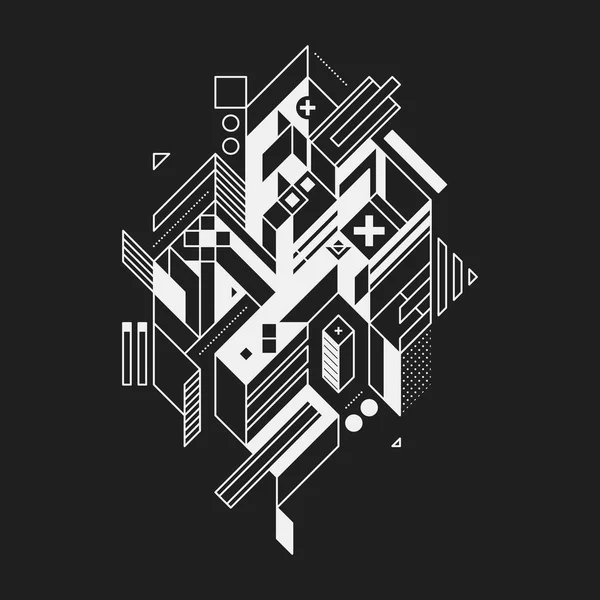 Elemento geométrico abstracto sobre fondo negro. Útil para impresiones y carteles . — Archivo Imágenes Vectoriales