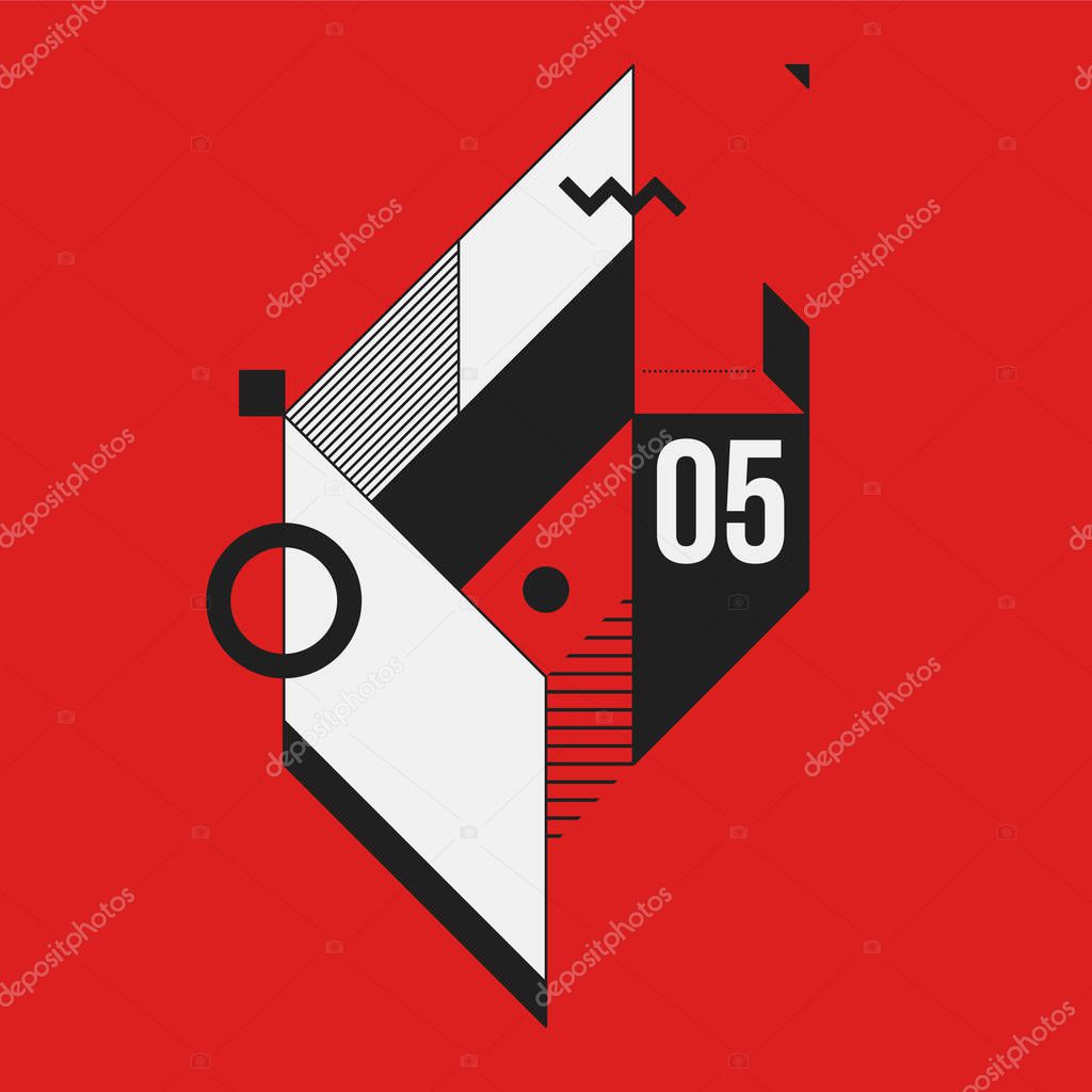 Abstract geometric element on red background. Useful as CD cover, print or poster.