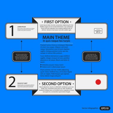 Mavi arka plan üzerinde kurumsal tasarım şablonu. Siyah ve beyaz renkler. Reklam, sunumlar ve web tasarımı için yararlı.