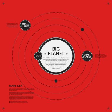 Kırmızı zemin üzerine kurumsal tasarım şablonu. Siyah ve beyaz renkler. Reklam, sunumlar ve web tasarımı için yararlı.