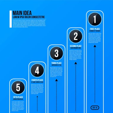 Kurumsal iş grafik şablonu parlak mavi zemin üzerine. Sunumlar ve reklam için yararlı.