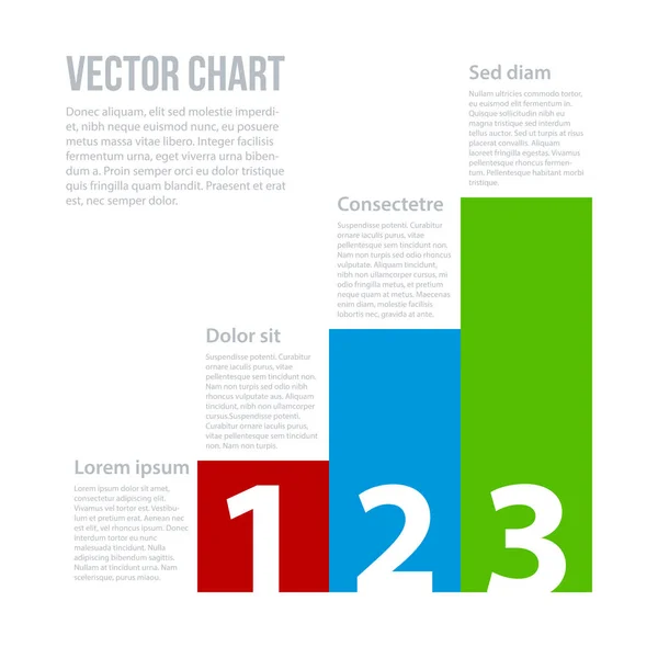 Buntes Vektordiagramm mit Text und Zahlen. — Stockvektor